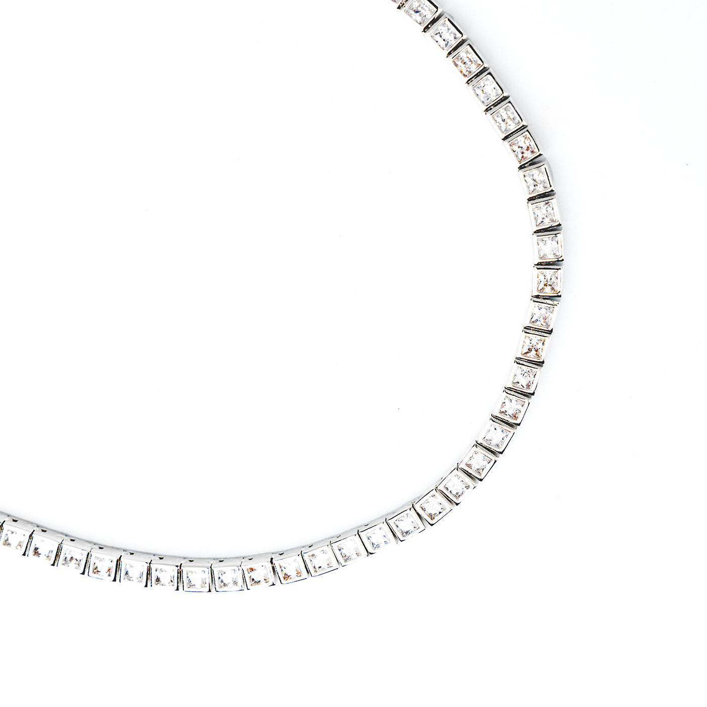 Emily Silver Square Tennis Necklace