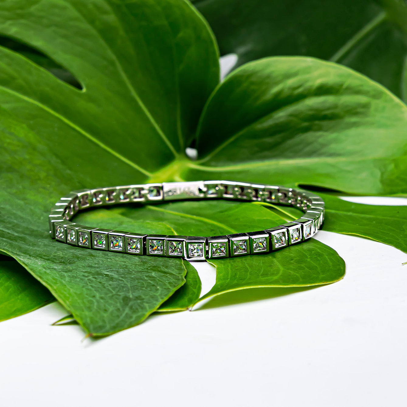 Erica Silver Square Tennis Bracelet
