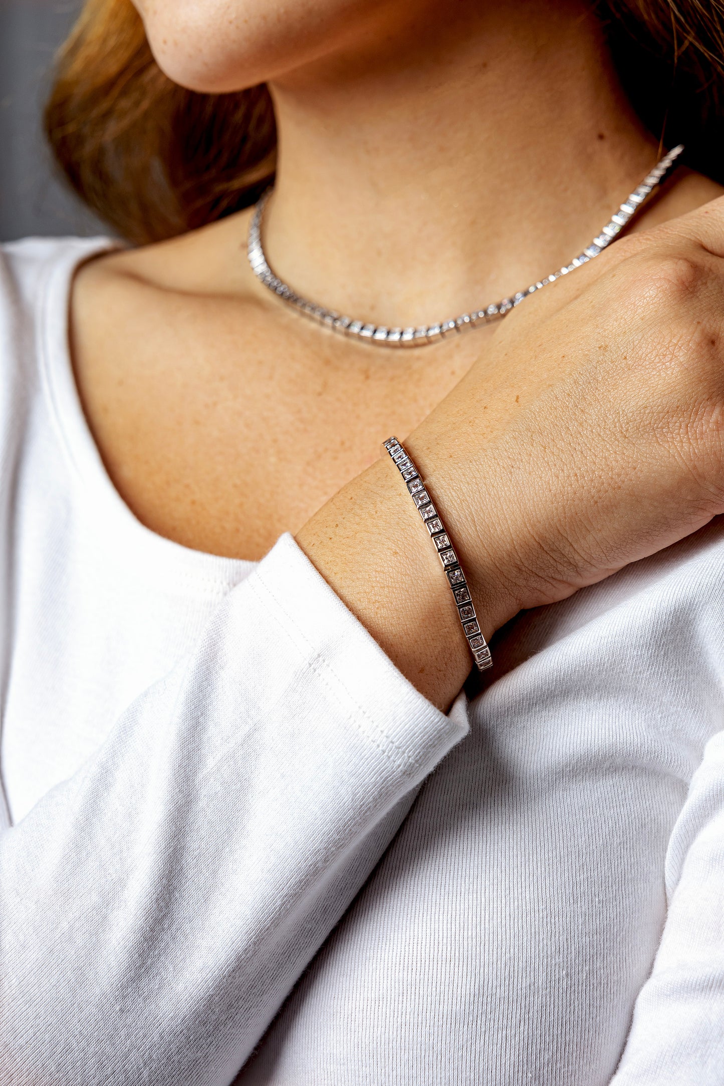 Erica Silver Square Tennis Bracelet