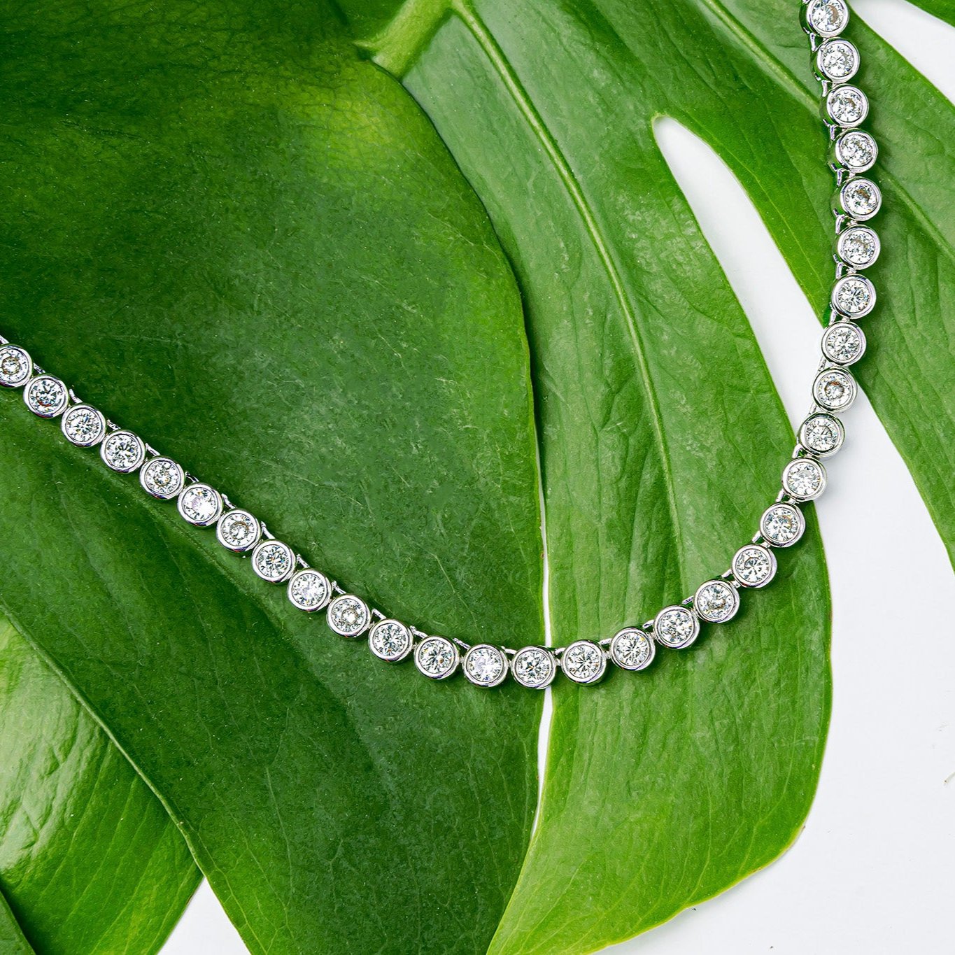 Isabella Round Silver Tennis Necklace