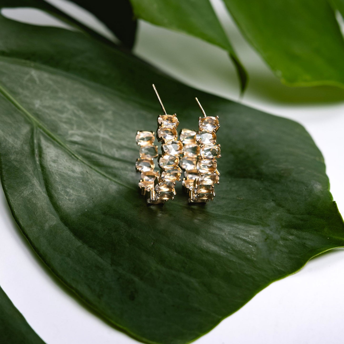 Hannah Oval Cut Hoop Earrings