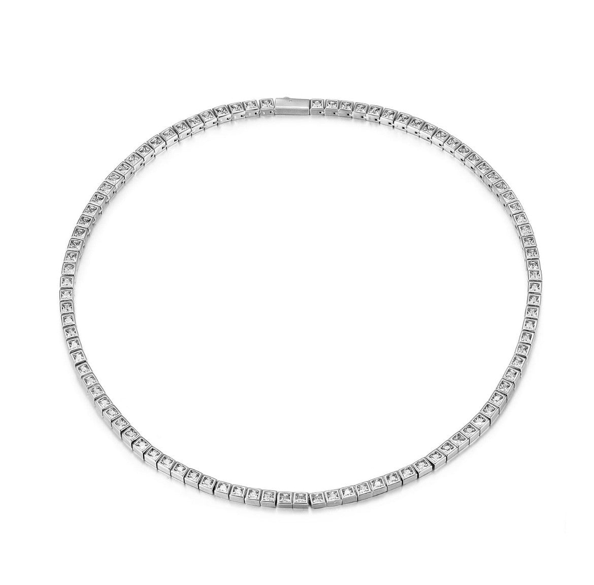 Emily Silver Square Tennis Necklace