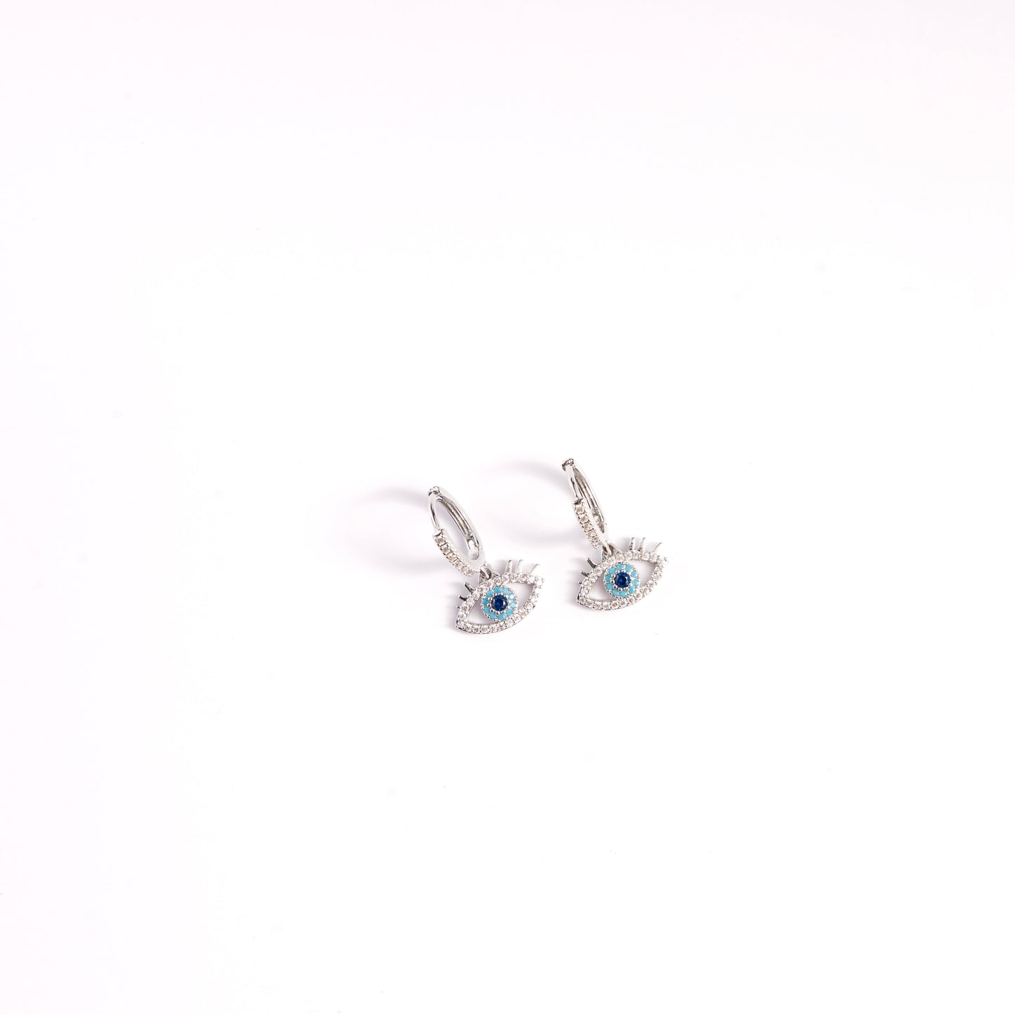 Zoey Silver Evil Eye Drop Earrings