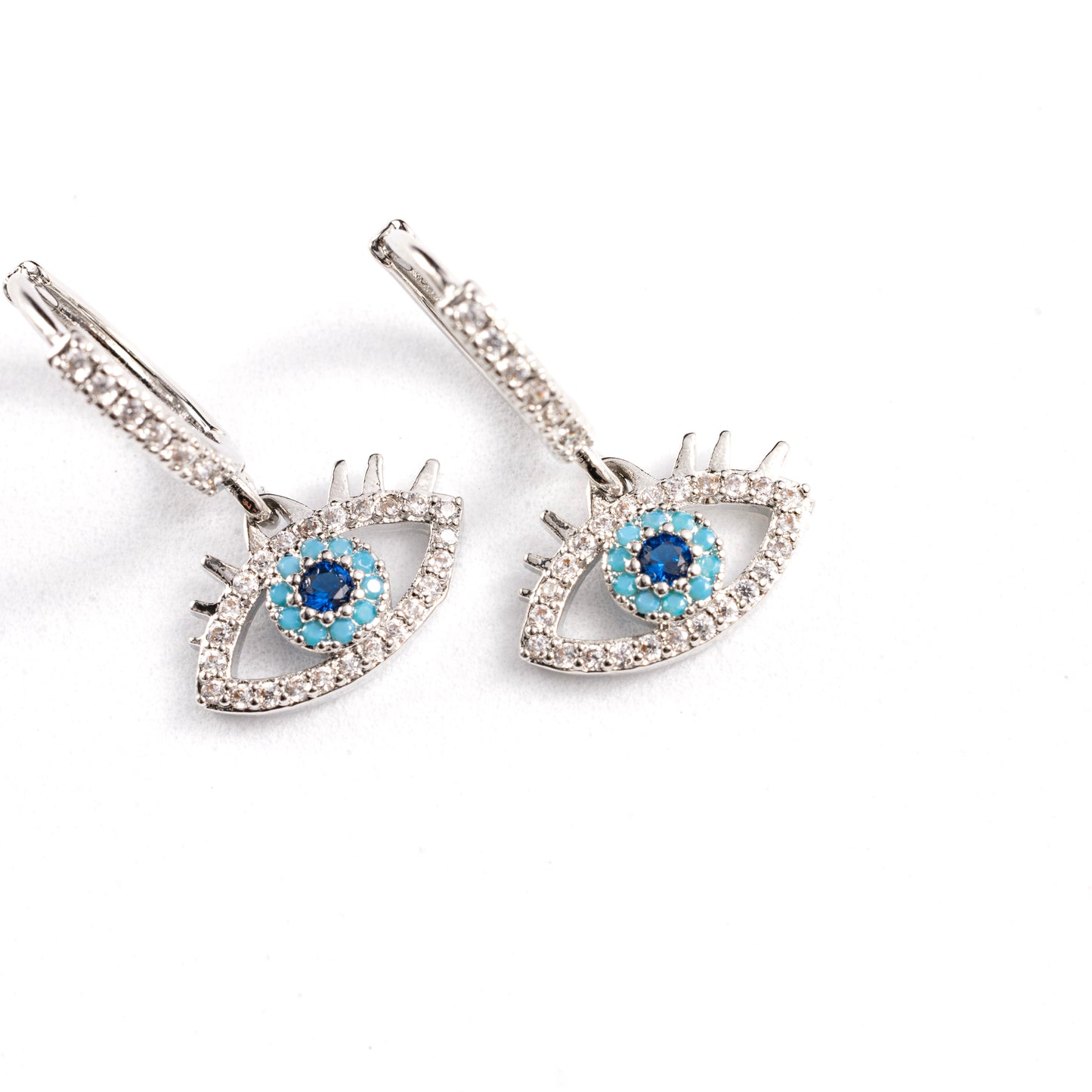 Zoey Silver Evil Eye Drop Earrings