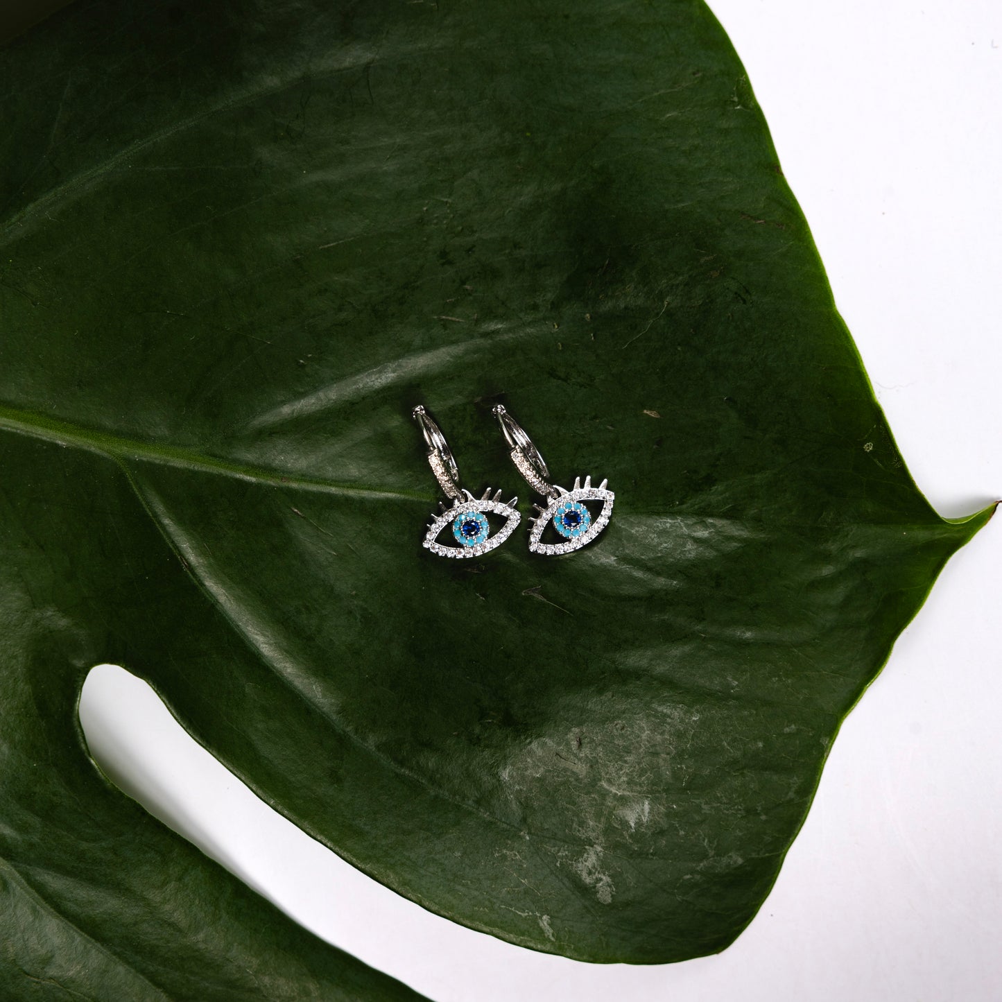 Zoey Silver Evil Eye Drop Earrings