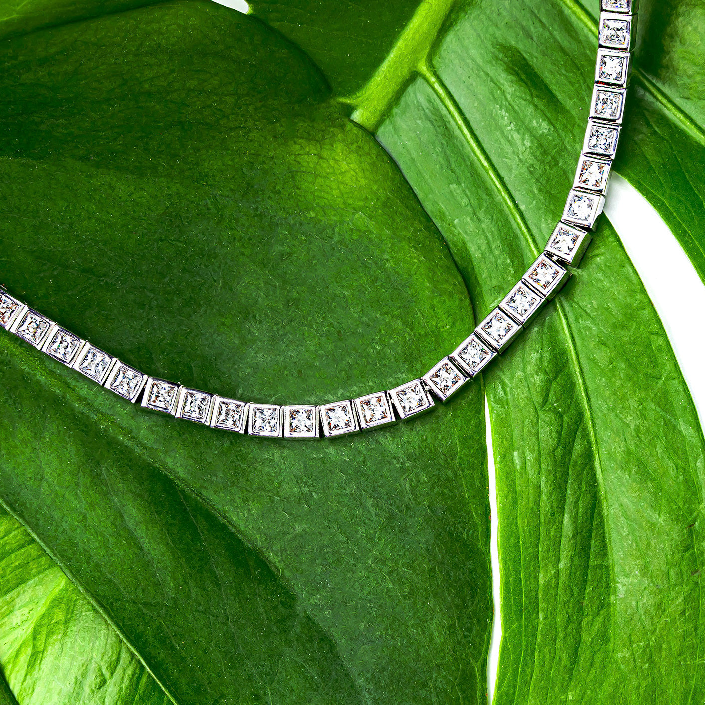 Emily Silver Square Tennis Necklace