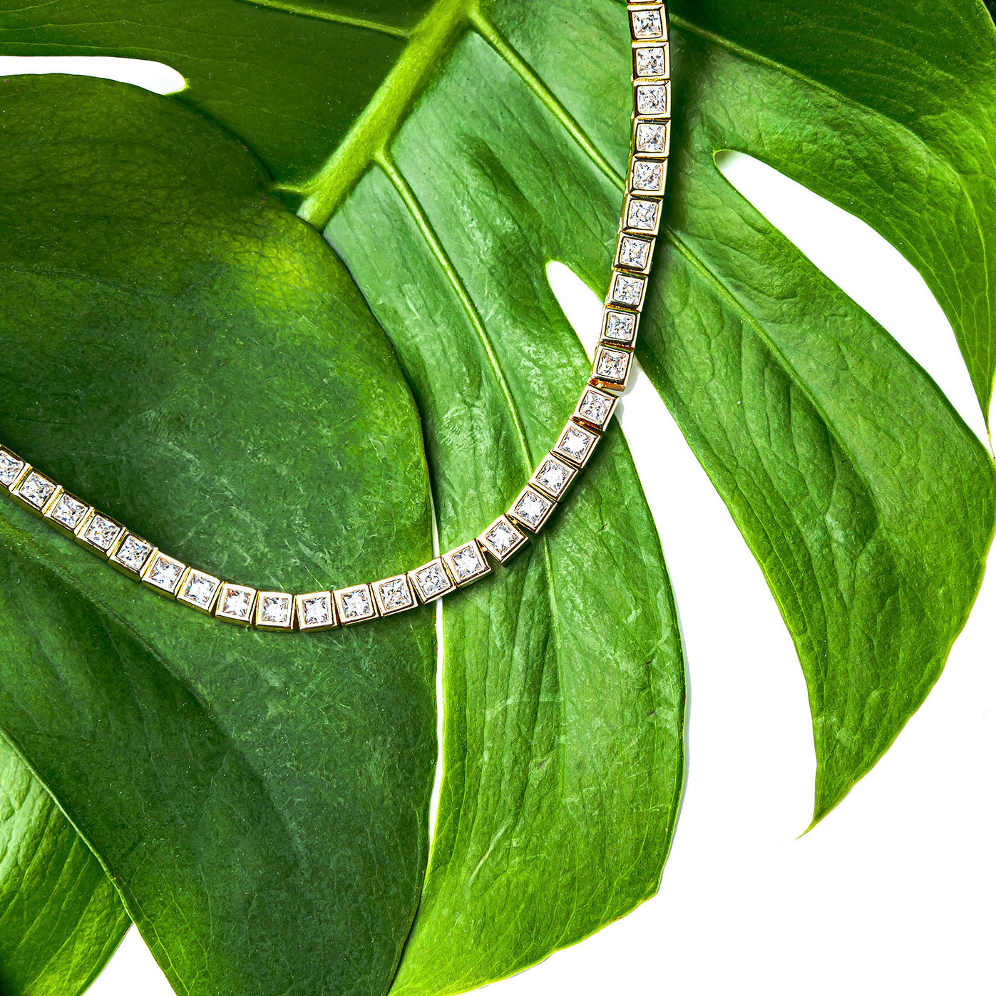 Anya Gold Square Tennis Necklace