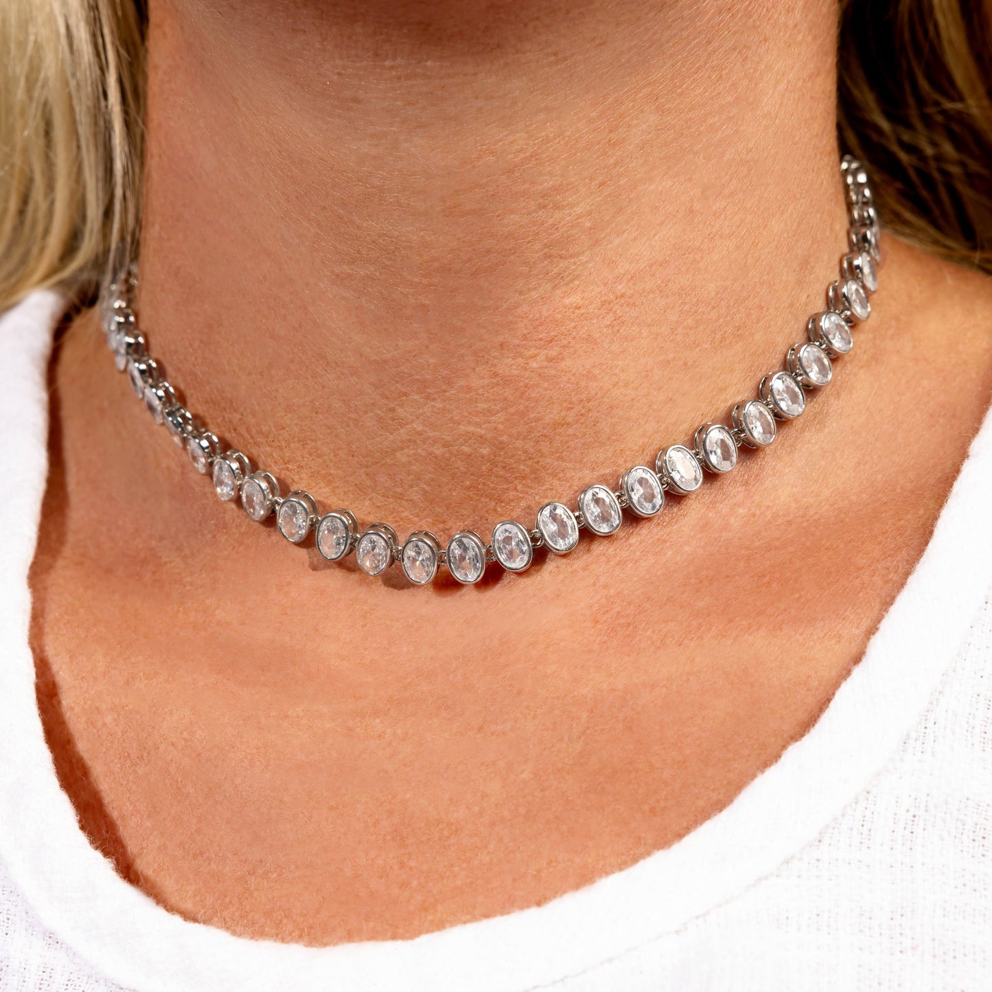 Charlotte Oval Baguette Necklace