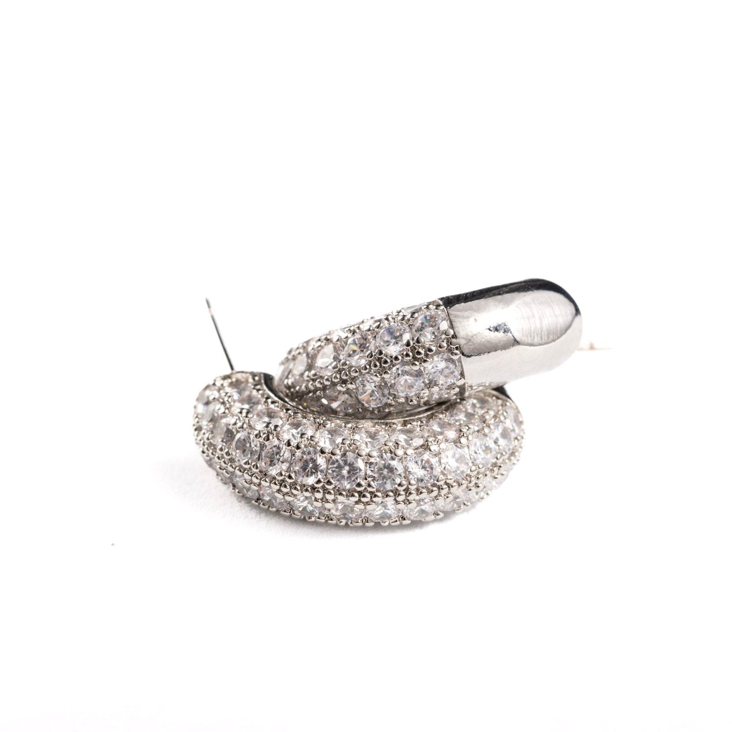 Leila Silver Pave Hoop Earrings