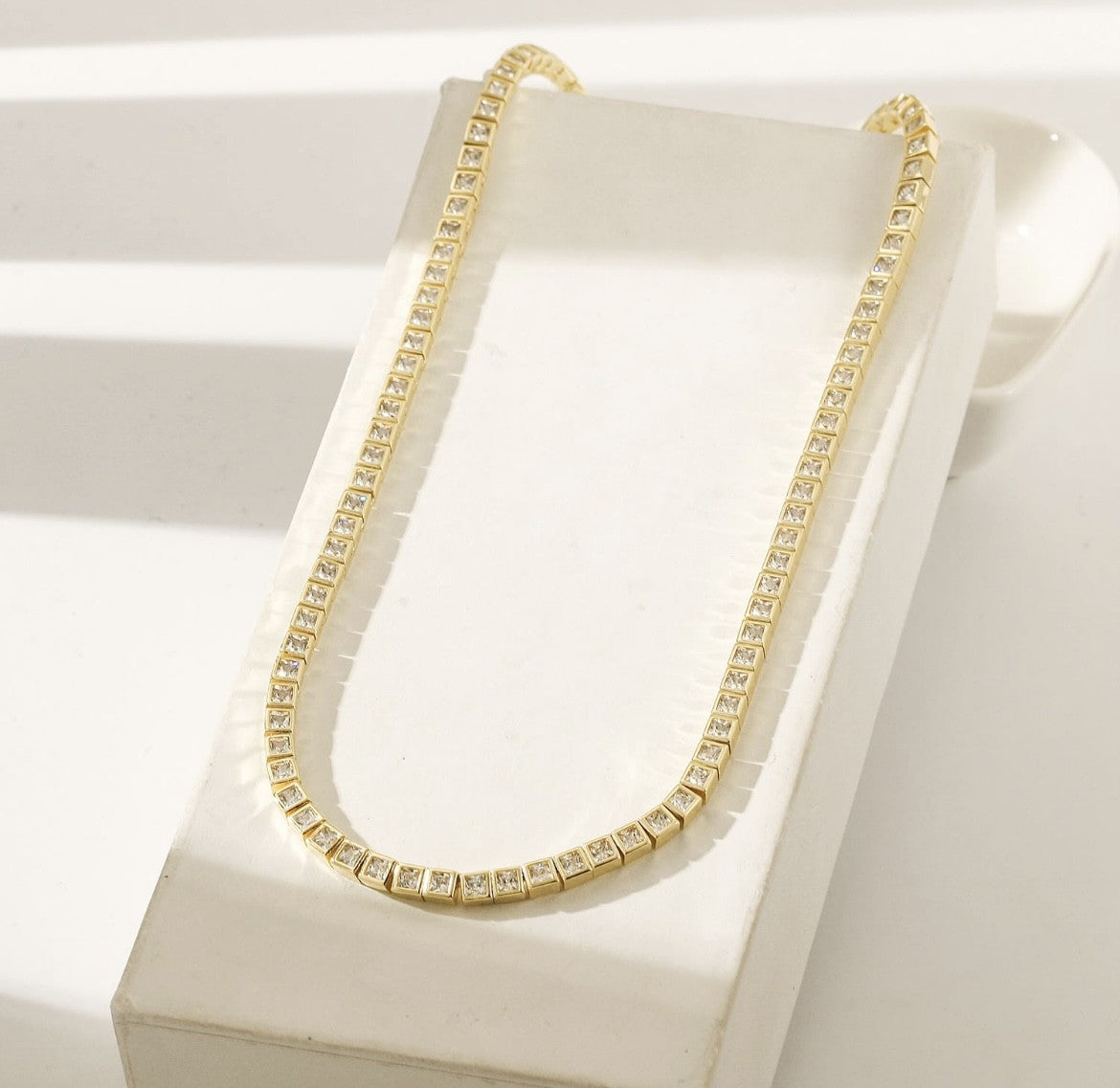 Anya Gold Square Tennis Necklace