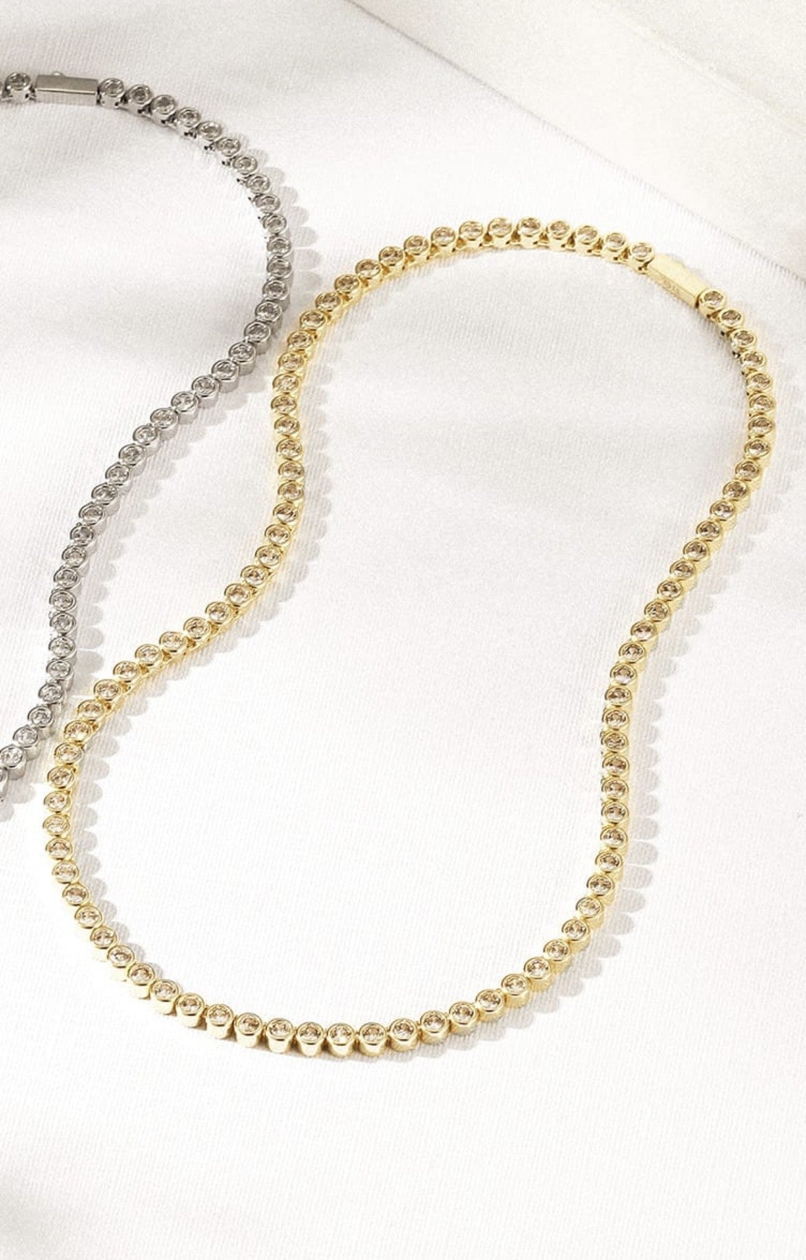 Diana Gold Round Tennis Necklace