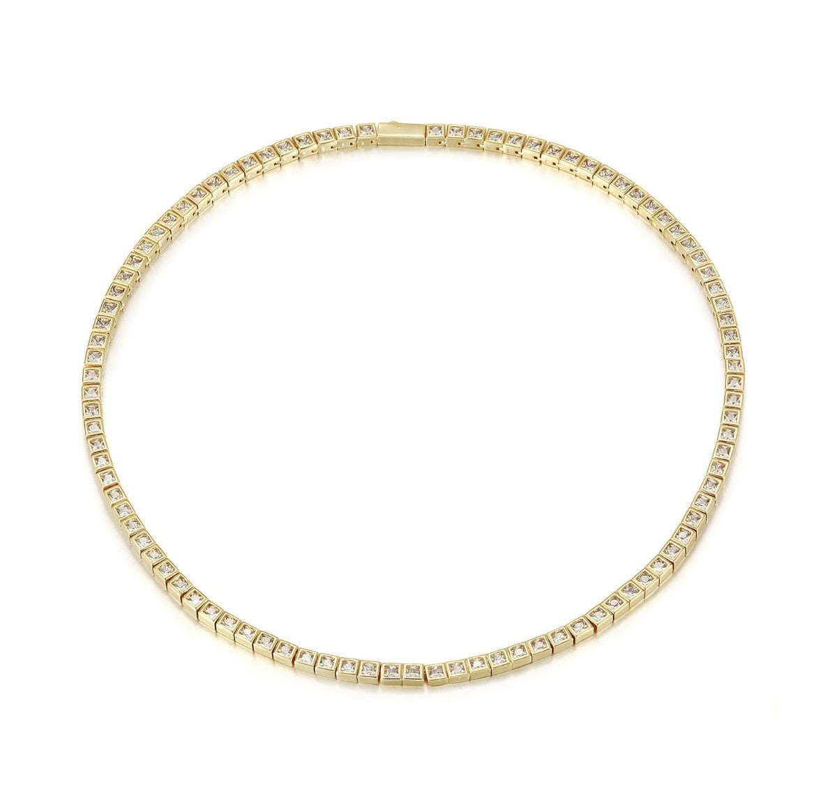 Anya Gold Square Tennis Necklace